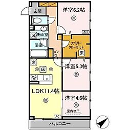 アミティエY 3LDKの間取図画像