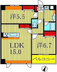 レフィナード 2LDKの間取図画像
