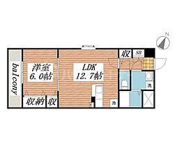 ハイム・ヤツ 1LDKの間取図画像