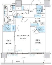パークシティ柏の葉キャンパスザ・ゲートタワーウエスト 2LDKの間取図画像