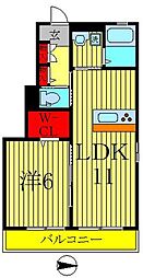 ブルーメ 1LDKの間取図画像