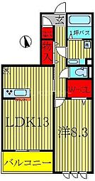 ピアチェーレ1 1LDKの間取図画像