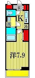 ライジング・プレイス 1Kの間取図画像