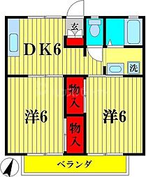 セジュールカワムラ 2DKの間取図画像