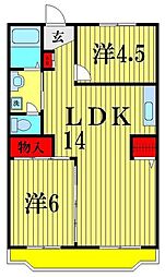 南流山グリーンハイツ 2LDKの間取図画像