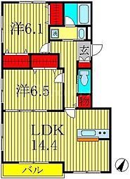 カスティージョA棟 2LDKの間取図画像