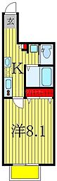キャメル柏2 1Kの間取図画像