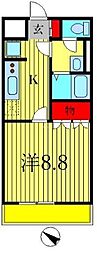 プライマリー 1Kの間取図画像