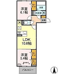 エスポワール 2LDKの間取図画像