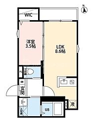 カンパネラ流山 1LDKの間取図画像