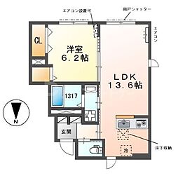 八潮3丁目アパート新築工事 1LDKの間取図画像