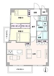 ルモン広尾 2LDKの間取図画像