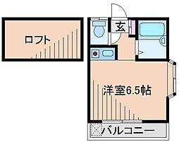 大倉山ライム 2階ワンルームの間取り