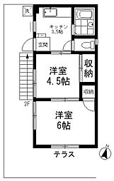 サクラハイム 1階2DKの間取り
