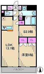 GOTEN武蔵小杉 2LDKの間取図画像