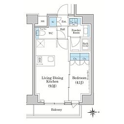 スタイリオ新丸子NORTH 1LDKの間取図画像