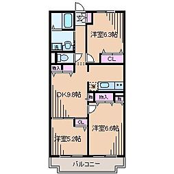 オーキッドレジデンス港北綱島ウエスト 3DKの間取図画像
