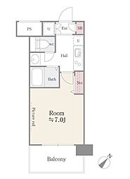 アルテーヌ新横浜 1Kの間取図画像