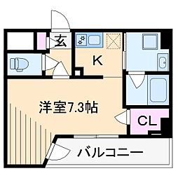 MAXIV武蔵新城TRE 1Kの間取図画像
