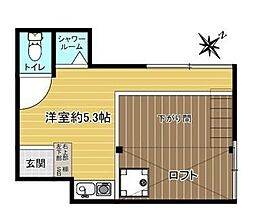 タツミハイツA ワンルームの間取図画像