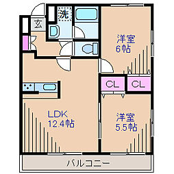 ルミエール妙蓮寺2 2LDKの間取図画像