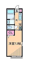 スリースター日吉 1Kの間取図画像