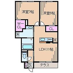 庵・里 2LDKの間取図画像