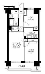 朝日パリオ武蔵小杉 2LDKの間取図画像