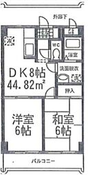 サンヒルズ中山 2DKの間取図画像