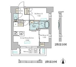 Brillia ist 武蔵小杉 2LDKの間取図画像