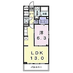 ブルーム 1LDKの間取図画像