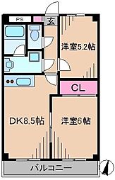 ラ・スール日吉 2DKの間取図画像