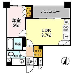カスタリア武蔵小杉 1LDKの間取図画像