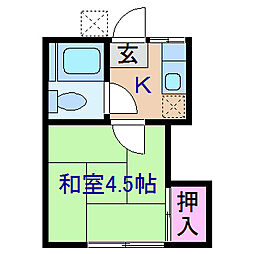 テラス中山 1Kの間取図画像