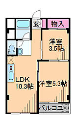 ニチモ日吉第3コーポラス 2LDKの間取図画像