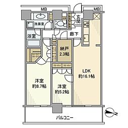 イーストタワー 2SLDKの間取図画像