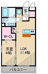 コムカイレジデンス 1LDKの間取図画像