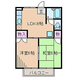シャレーローズ 2DKの間取図画像
