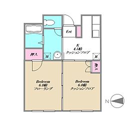 オークヒル元住吉 2DKの間取図画像