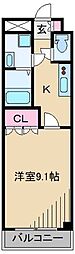 プランドール2 1Kの間取図画像