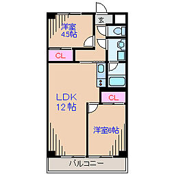ハピネス飯田2 2LDKの間取図画像