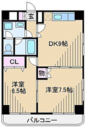 パークプラザ大倉山 2DKの間取図画像