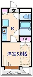 リバー・デイズ綱島 1Kの間取図画像