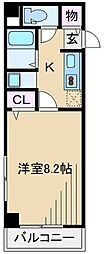 ヴェルデ2大倉山 1Kの間取図画像