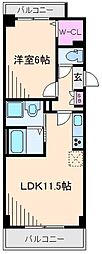 菊水レジデンス綱島1 1LDKの間取図画像