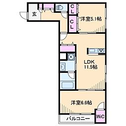 Moana Court 1SLDKの間取図画像
