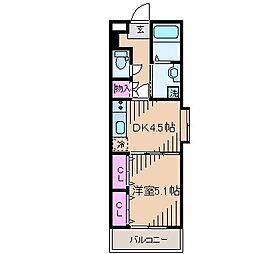 アマルフィ 1DKの間取図画像