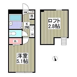 サンシャイン11 1Kの間取図画像