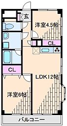 ハピネス飯田5 2LDKの間取図画像