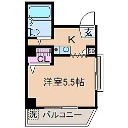 柳沢ハイツ 1Kの間取図画像
